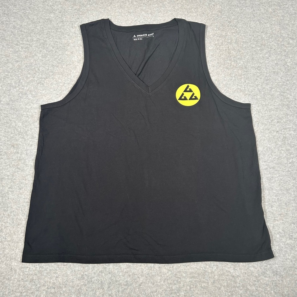 American Giant Tank Top Women L Black V-Neck American Pickleball AGPC Cotton NEW